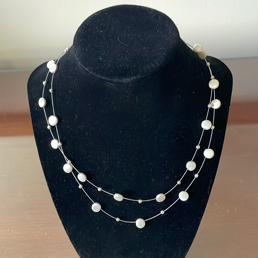 Layered Necklace in Burnished Silver-Tone